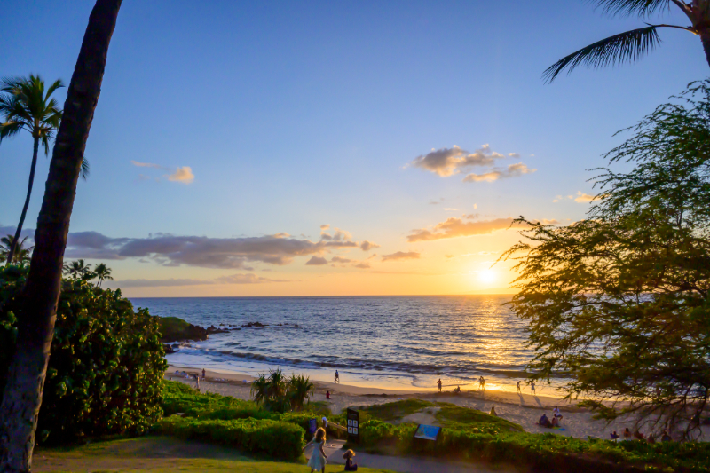 sunset over wailea